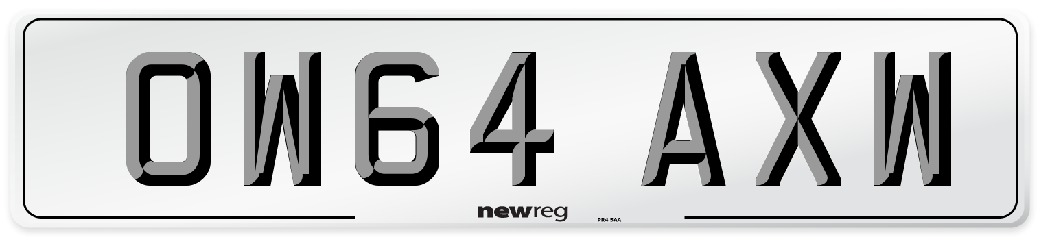 OW64 AXW Number Plate from New Reg